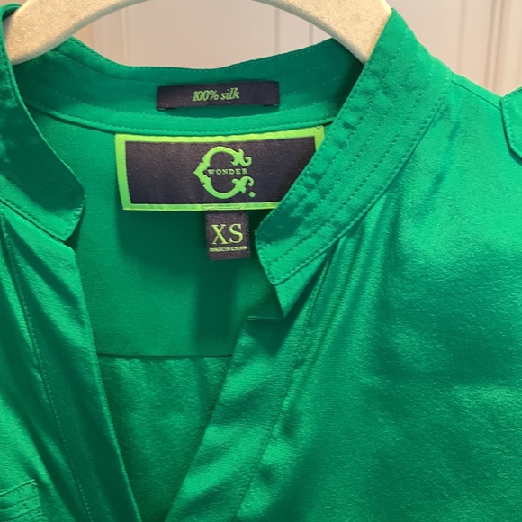 Emerald green silk blouse - Picture 3 of 6